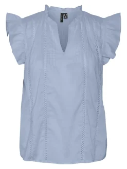 Vero Moda Blusen*VMMAY S/L LACE TOP WVN SB6 GA Cashmere Blue