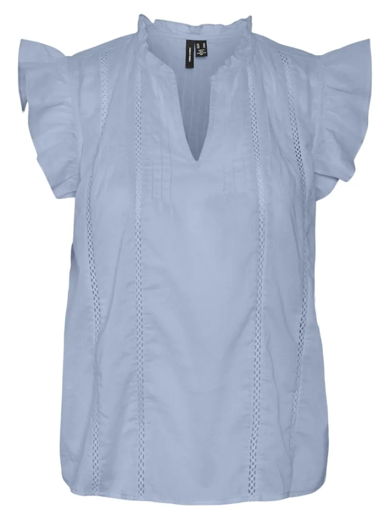 Vero Moda Blusen*VMMAY S/L LACE TOP WVN SB6 GA Cashmere Blue