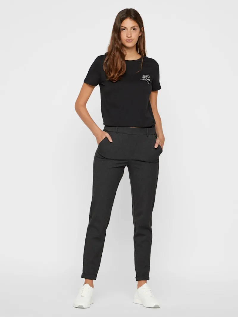 Vero Moda Hosen*VMMAYA MW LOOSE SOLID PANT NOOS Dark Grey Melange