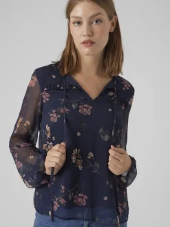 Vero Moda Blusen*VMMILLA LS TOP WVN GA NOOS Navy Blazer