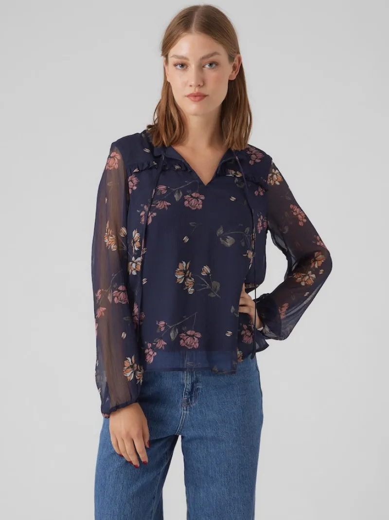 Vero Moda Blusen*VMMILLA LS TOP WVN GA NOOS Navy Blazer