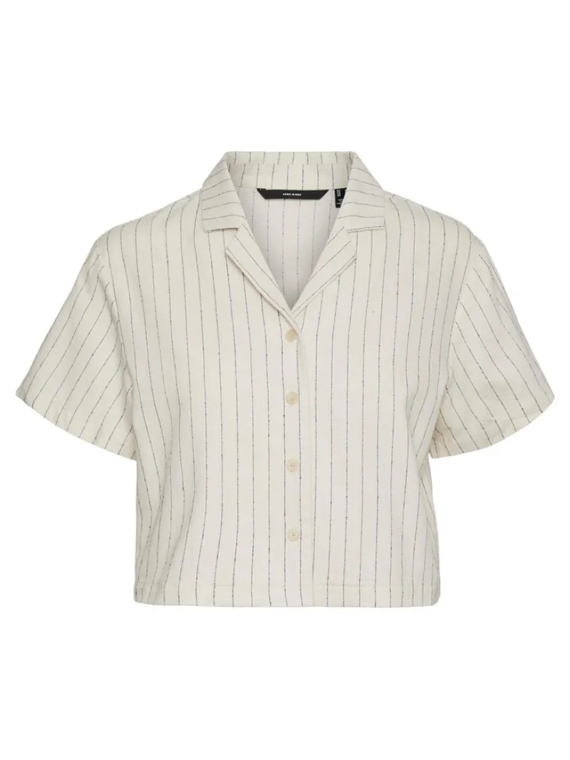 Vero Moda Blusen*VMMINASAJA SS CROPPED SHIRT oatmeal