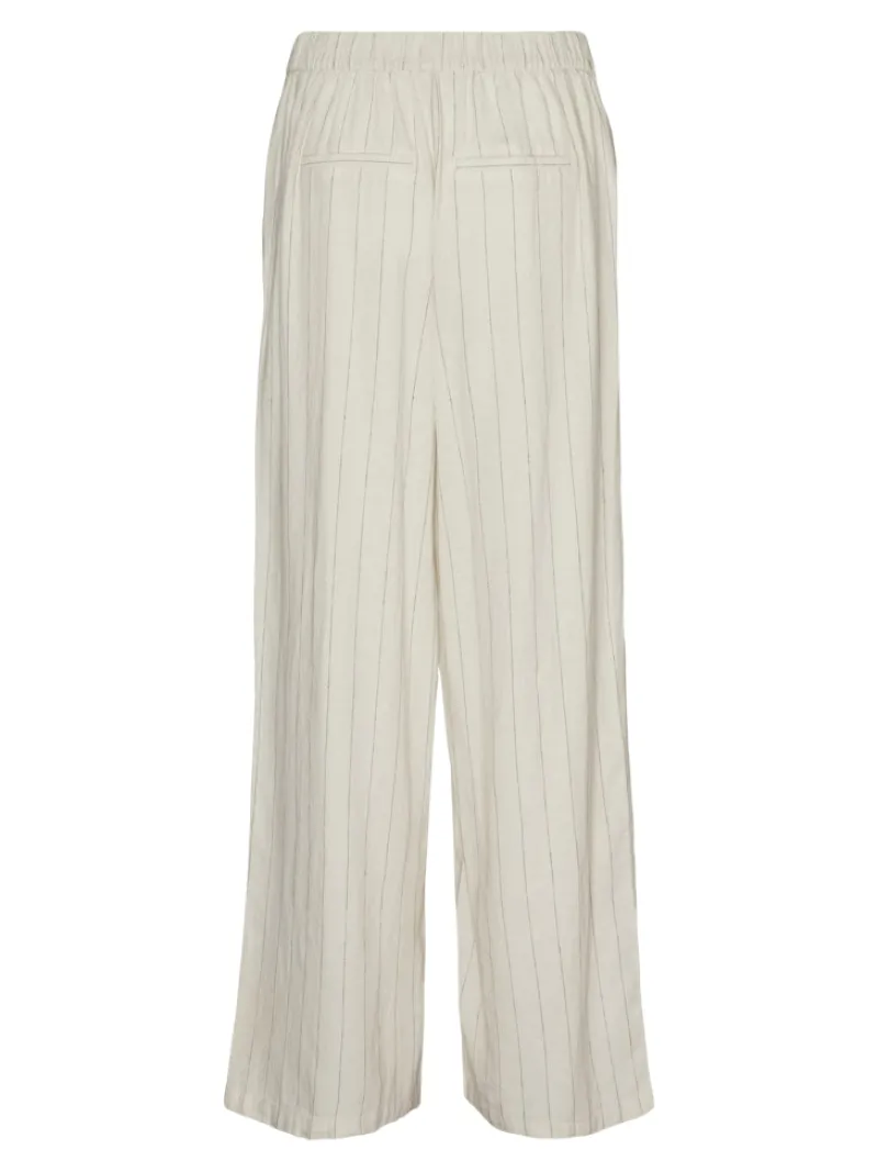 Vero Moda Hosen*VMMINDY MW WIDE PINSTRIPE LINEN PANT oatmeal