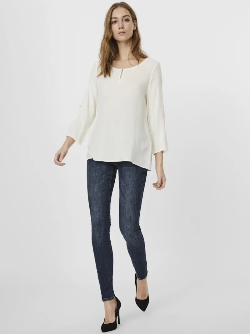Vero Moda Blusen*VMNADS 3/4 FOLD-UP TOP GA COLOR Snow White