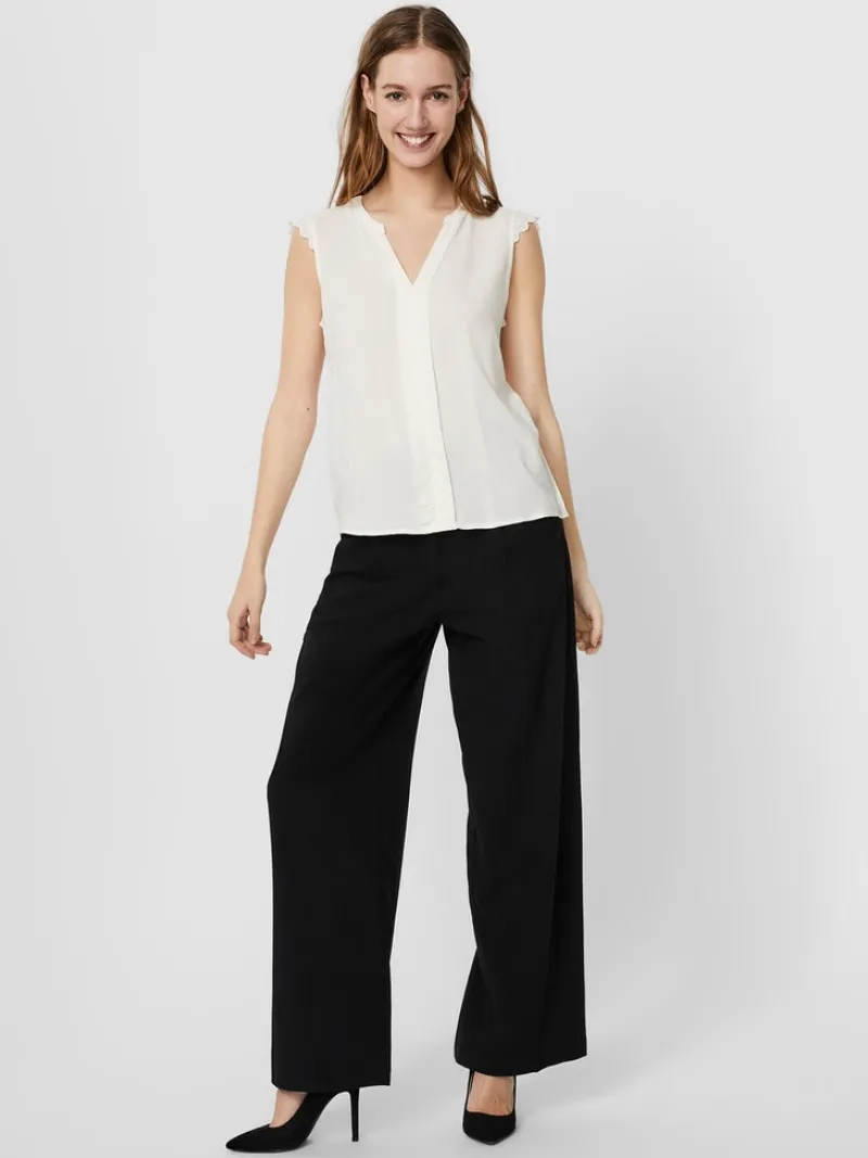 Vero Moda Blusen*VMNADS S/L LACE TOP GA COLOR Snow White