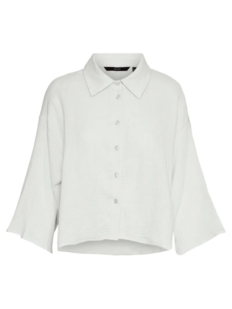 Vero Moda Blusen*VMNATALI 3/4 CROP SHIRT WVN Snow White