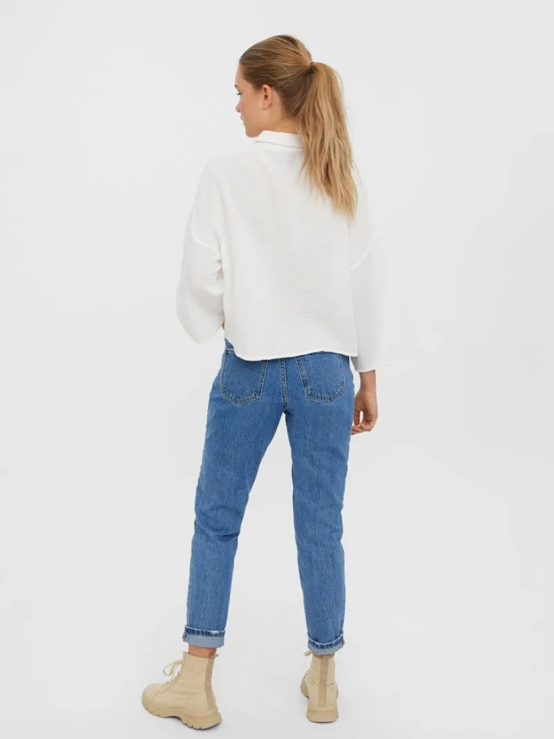 Vero Moda Blusen*VMNATALI 3/4 CROP SHIRT WVN Snow White