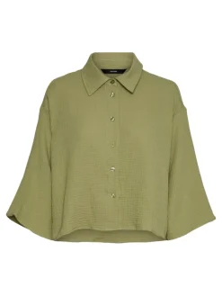 Vero Moda Blusen*VMNATALI 3/4 CROP SHIRT WVN sage