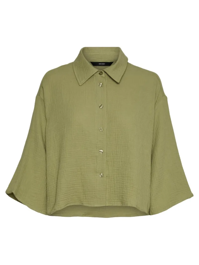 Vero Moda Blusen*VMNATALI 3/4 CROP SHIRT WVN sage