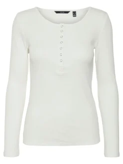 Vero Moda Shirts*VMNATASHA LS PLACKET TOP NOOS Snow White