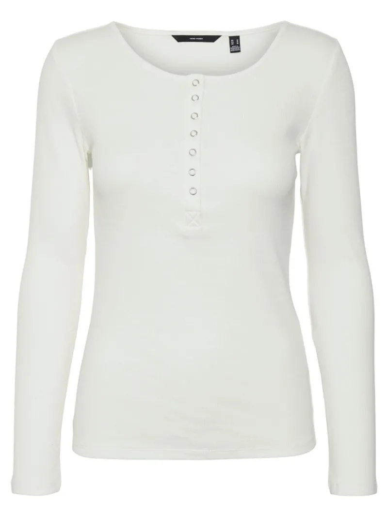 Vero Moda Shirts*VMNATASHA LS PLACKET TOP NOOS Snow White