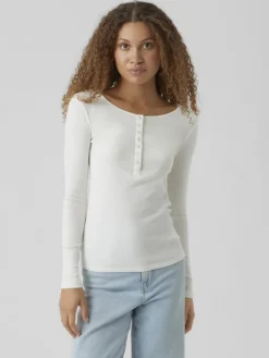 Vero Moda Shirts*VMNATASHA LS PLACKET TOP NOOS Snow White