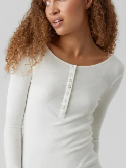 Vero Moda Shirts*VMNATASHA LS PLACKET TOP NOOS Snow White