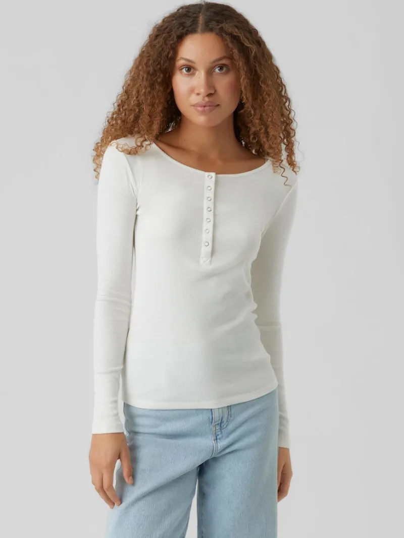 Vero Moda Shirts*VMNATASHA LS PLACKET TOP NOOS Snow White
