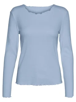 Vero Moda Shirts*VMNEWAVA L/S O-NECK BABY LOCK TOP EXP Cashmere Blue