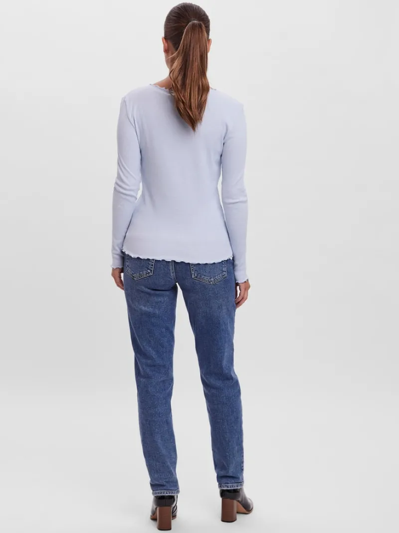 Vero Moda Shirts*VMNEWAVA L/S O-NECK BABY LOCK TOP EXP Cashmere Blue
