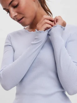 Vero Moda Shirts*VMNEWAVA L/S O-NECK BABY LOCK TOP EXP Cashmere Blue