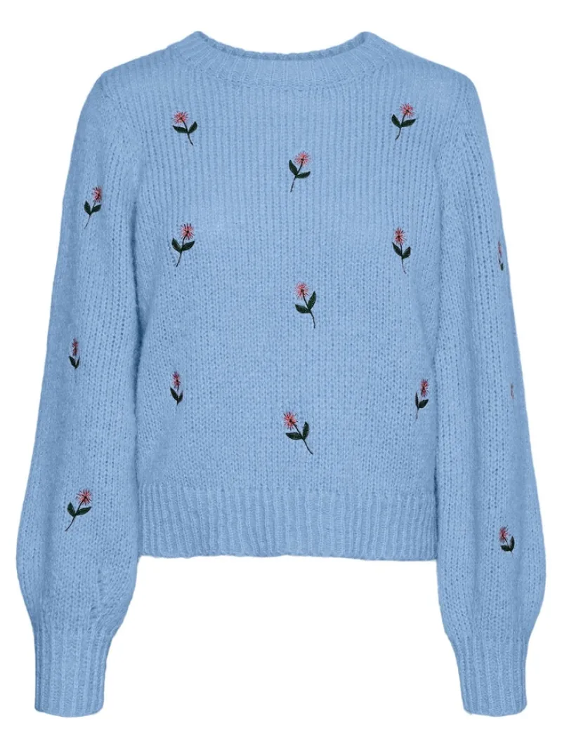 Vero Moda Pullover & Sweatshirts*VMNEWWINE LS O-NECK EMB BLOUSE GA BOO blue bell