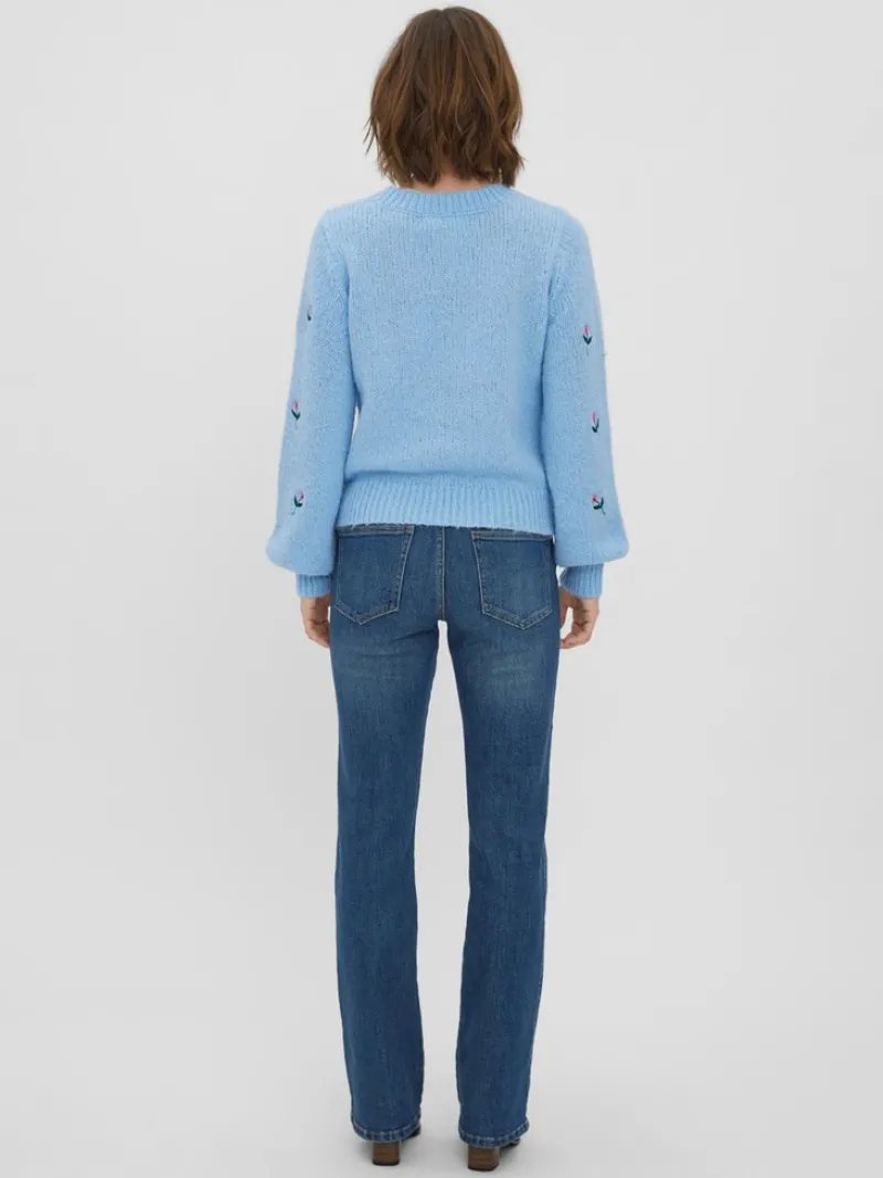 Vero Moda Pullover & Sweatshirts*VMNEWWINE LS O-NECK EMB BLOUSE GA BOO blue bell