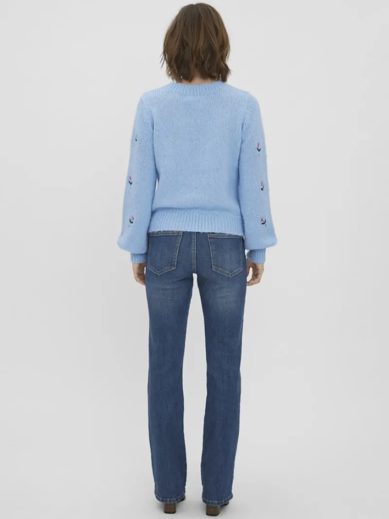 Vero Moda Pullover & Sweatshirts*VMNEWWINE LS O-NECK EMB BLOUSE GA BOO blue bell