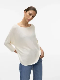 Vero Moda Pullover & Sweatshirts*VMNORA 3/4 BOATNECK BLOUSE NOOS Snow White