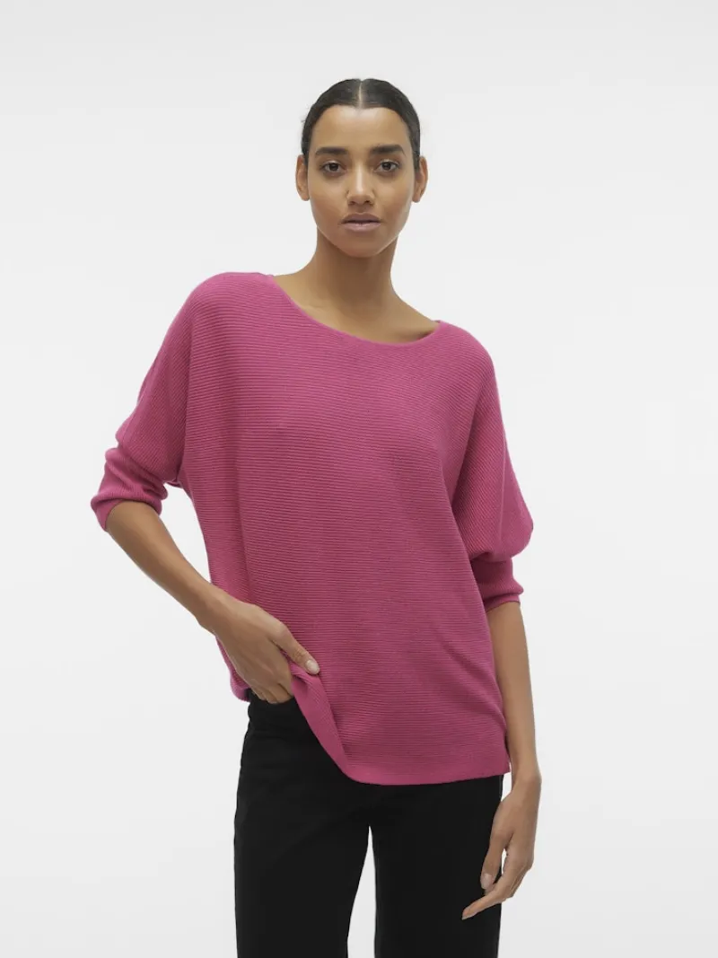 Vero Moda Pullover & Sweatshirts*VMNORA 3/4 BOATNECK BLOUSE NOOS Raspberry Sorbet