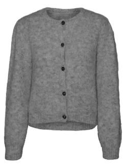 Vero Moda Pullover & Sweatshirts*VMNOVAH LS O-NECK BUTTON CARDI GA NOOS Medium Grey Melange
