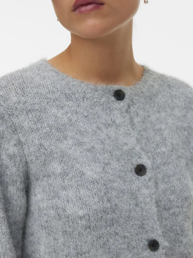 Vero Moda Pullover & Sweatshirts*VMNOVAH LS O-NECK BUTTON CARDI GA NOOS Medium Grey Melange