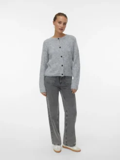 Vero Moda Pullover & Sweatshirts*VMNOVAH LS O-NECK BUTTON CARDI GA NOOS Medium Grey Melange