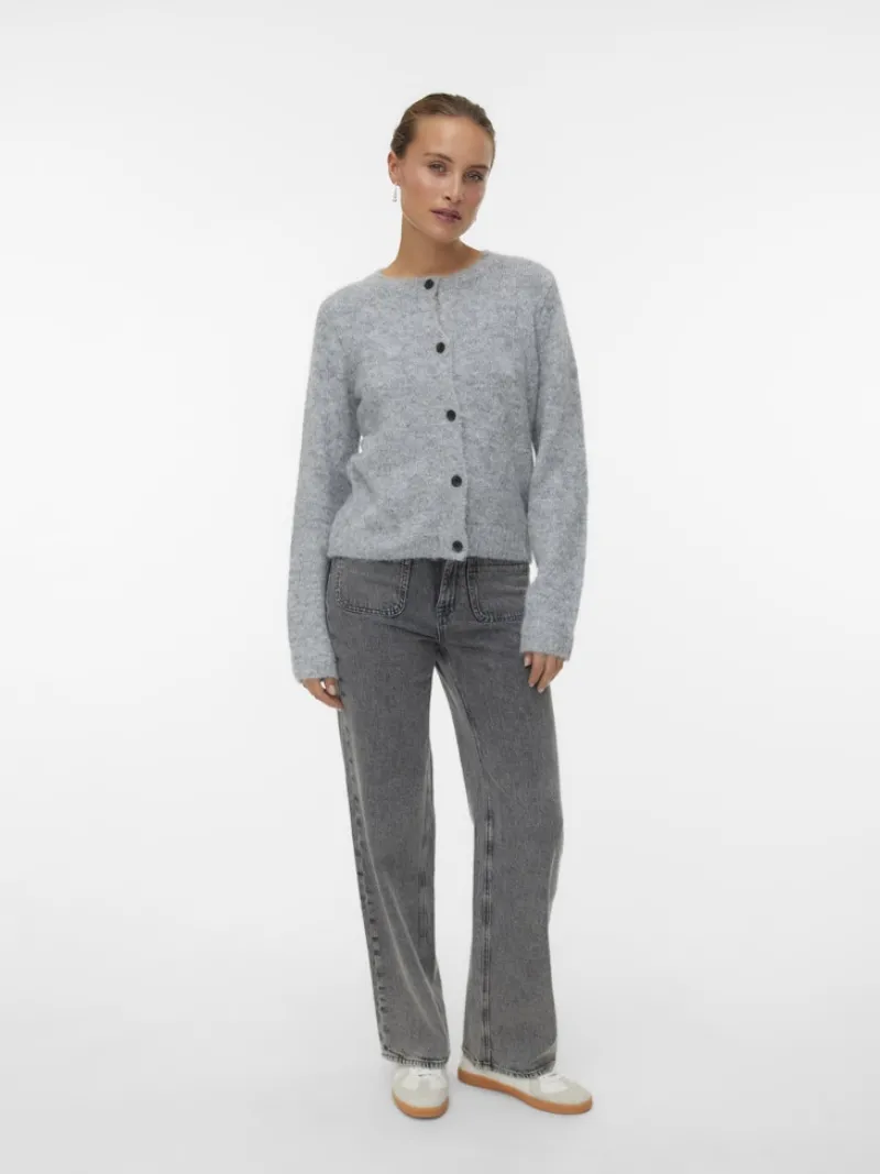Vero Moda Pullover & Sweatshirts*VMNOVAH LS O-NECK BUTTON CARDI GA NOOS Medium Grey Melange
