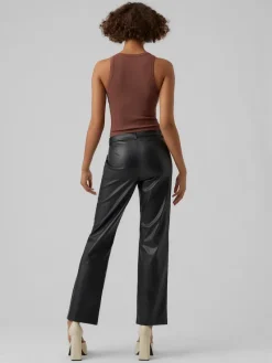 Vero Moda Hosen*VMOLYMPIA ZAMIRA MW STRAIGHT PL PANT Black