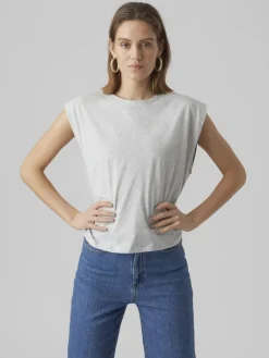 Vero Moda Shirts*VMPANNA GLENN SL TOP JRS Light Grey Melange