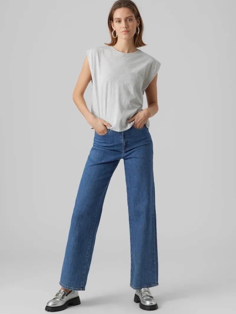 Vero Moda Shirts*VMPANNA GLENN SL TOP JRS Light Grey Melange