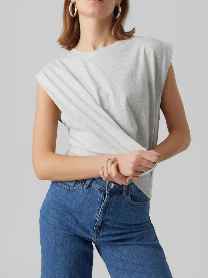 Vero Moda Shirts*VMPANNA GLENN SL TOP JRS Light Grey Melange