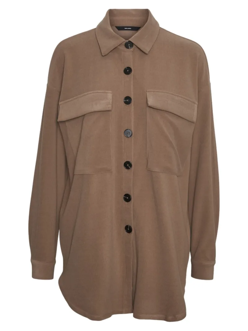 Vero Moda Blusen*VMPILA LS OVERSHIRT JRS BF brown lentil