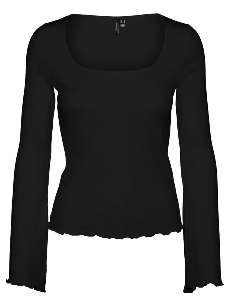 Vero Moda Shirts*VMPOLLY L/S RIB BALLOON SLEEVE TOP VIP Black