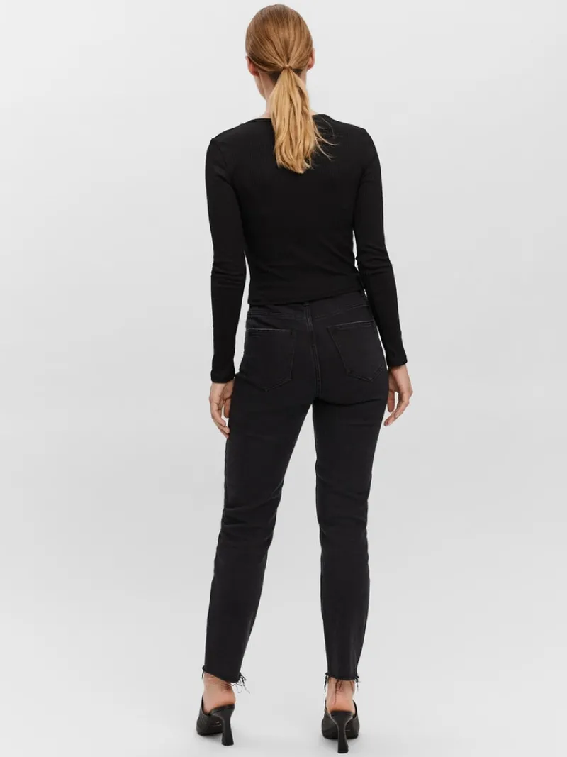 Vero Moda Shirts*VMPOLLY L/S RIB ROUCHING TOP SB5 Black