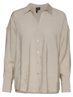 Vero Moda Blusen*VMQUEENY LS OVERSIZE SHIRT WVN GA NOOS pumice stone