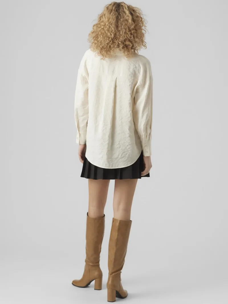 Vero Moda Blusen*VMQUEENY LS OVERSIZE SHIRT WVN GA NOOS antique white