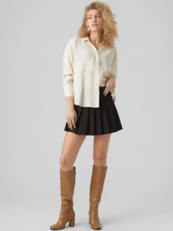 Vero Moda Blusen*VMQUEENY LS OVERSIZE SHIRT WVN GA NOOS antique white