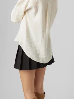 Vero Moda Blusen*VMQUEENY LS OVERSIZE SHIRT WVN GA NOOS antique white