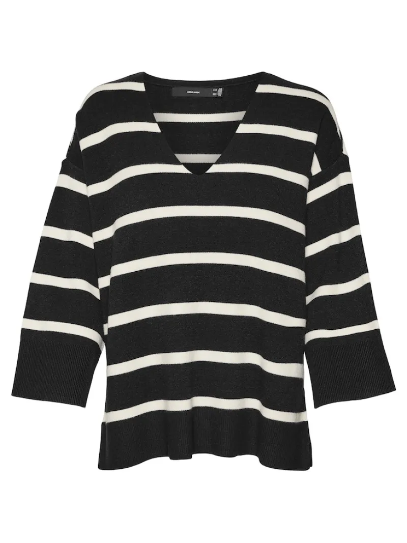 Vero Moda Pullover & Sweatshirts*VMSABA 3/4 V-NCK STRIPE PULL GA NOOS Black