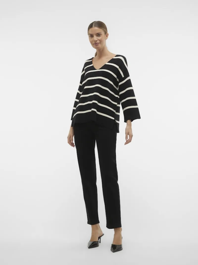 Vero Moda Pullover & Sweatshirts*VMSABA 3/4 V-NCK STRIPE PULL GA NOOS Black