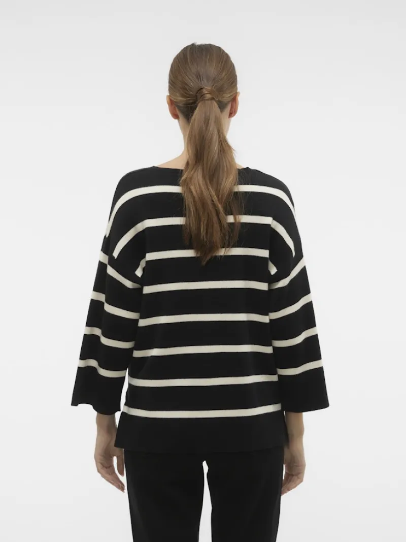 Vero Moda Pullover & Sweatshirts*VMSABA 3/4 V-NCK STRIPE PULL GA NOOS Black