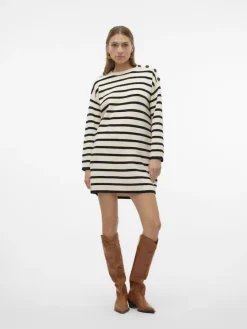 Vero Moda Kleider*VMSABA LS O-NECK BUTTON DRESS GA birch