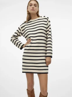 Vero Moda Kleider*VMSABA LS O-NECK BUTTON DRESS GA birch