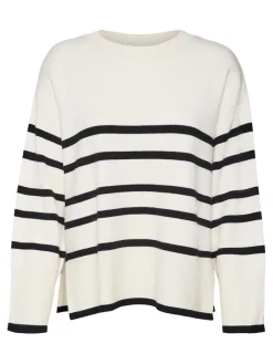 Vero Moda Pullover & Sweatshirts*VMSABA LS O-NECK STRIPE PULLOVER GA NOOS Birch-W BLACK