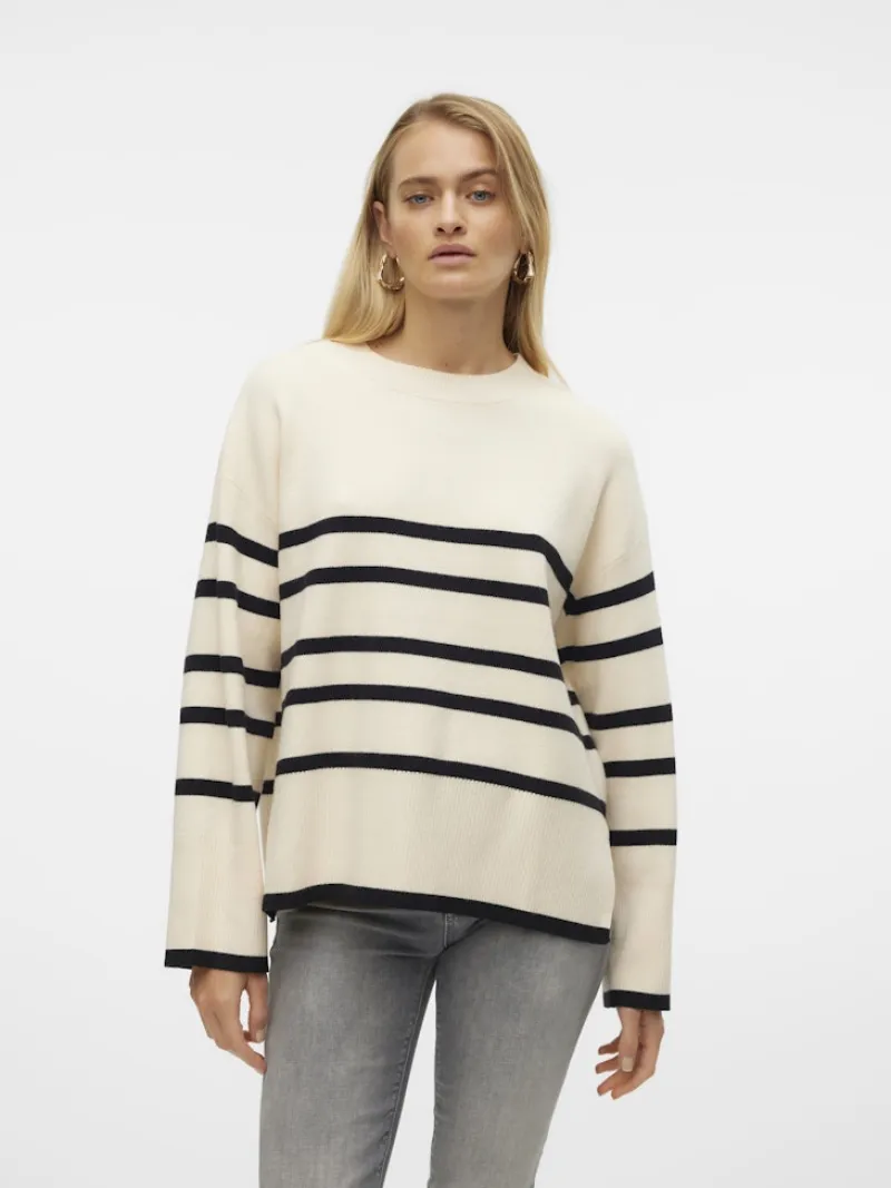 Vero Moda Pullover & Sweatshirts*VMSABA LS O-NECK STRIPE PULLOVER GA NOOS Birch-W BLACK