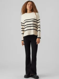 Vero Moda Pullover & Sweatshirts*VMSABA LS O-NECK STRIPE PULLOVER GA NOOS Birch-W BLACK