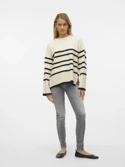 Vero Moda Pullover & Sweatshirts*VMSABA LS O-NECK STRIPE PULLOVER GA NOOS Birch-W BLACK